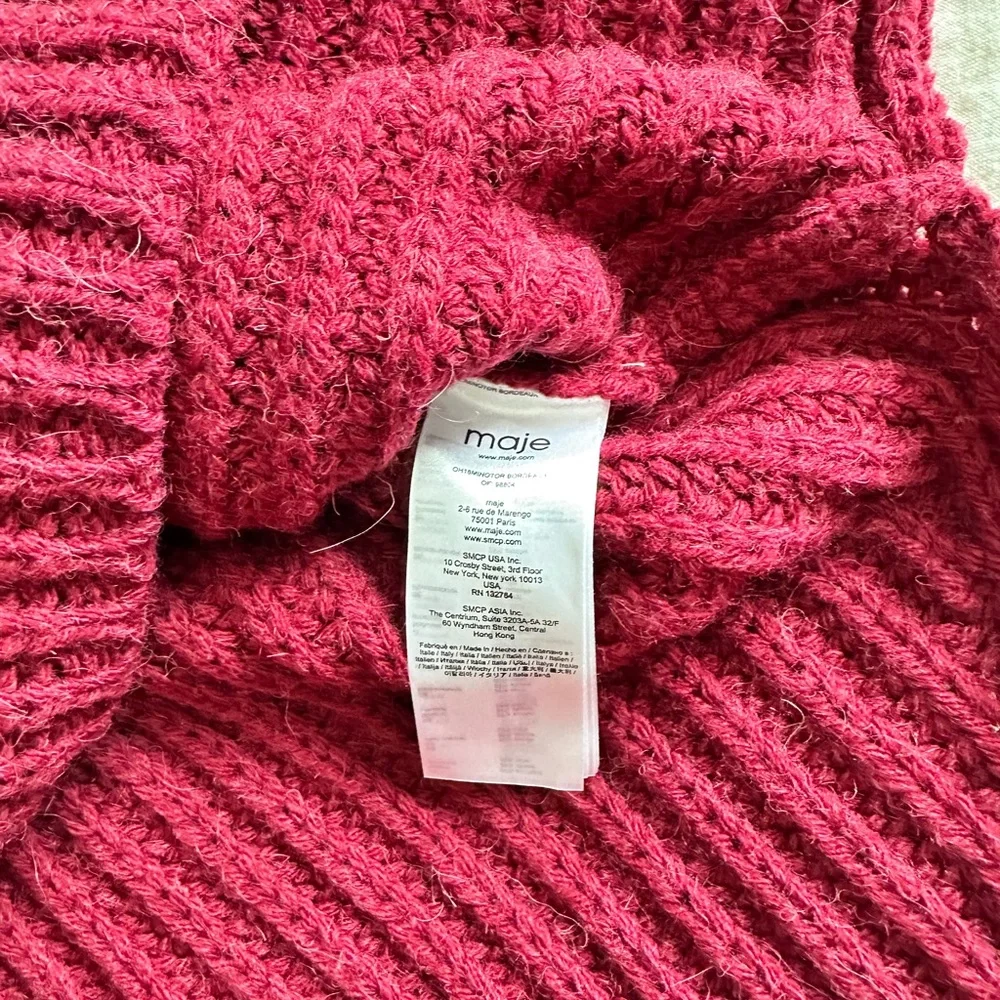 Maje Ribbed Knit Sweater - Deep Red - Picture 4 of 9